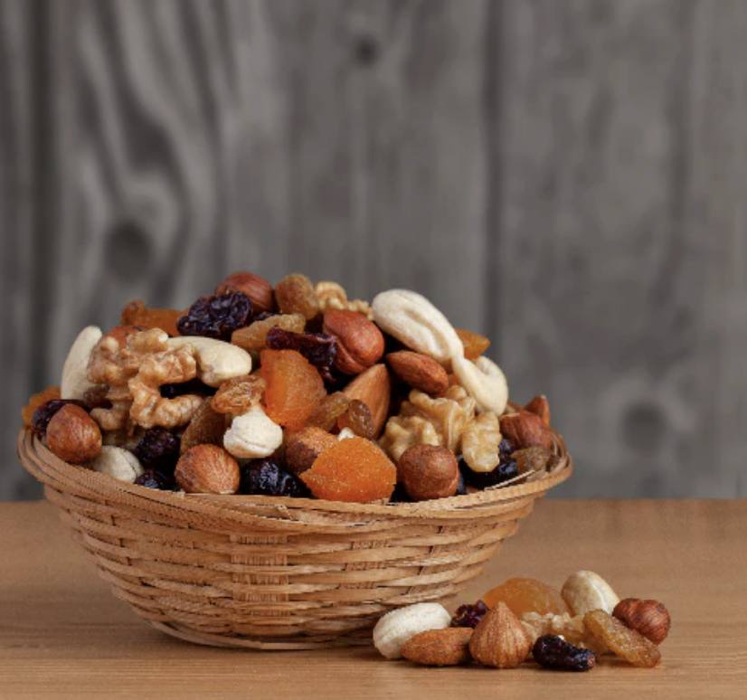 Basket of mixed dried nuts